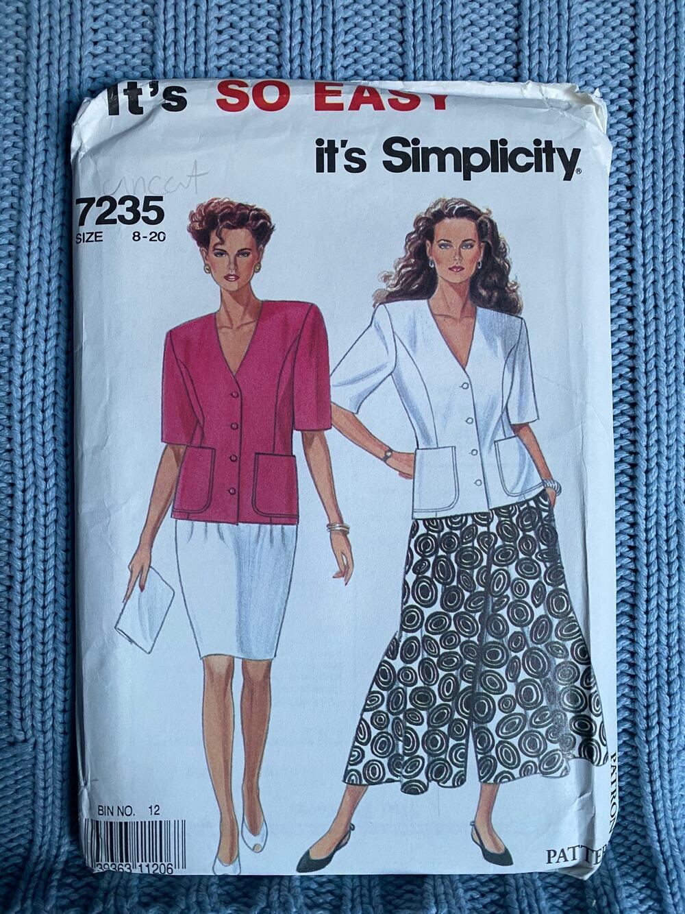 Simplicity 7235 Sewing pattern blazer pencil skirt culottes split skirt